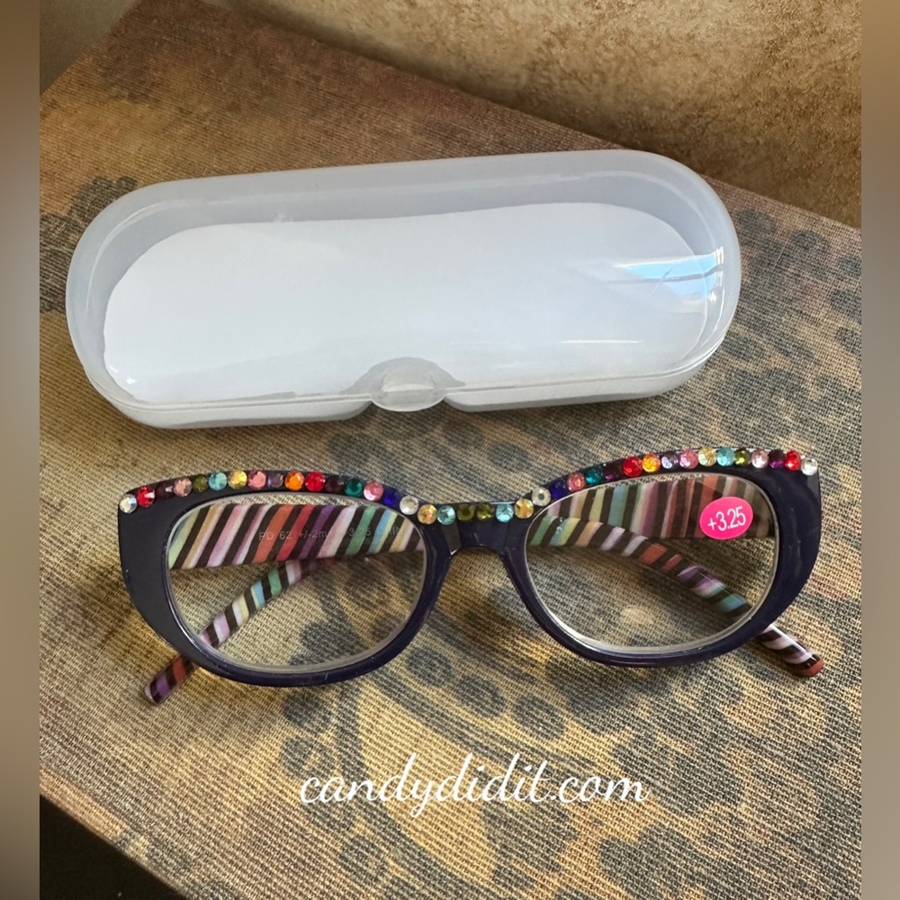 Colorful Rainbow Readers Bling Reader Glasses Strength 3.25 With Glasses Case